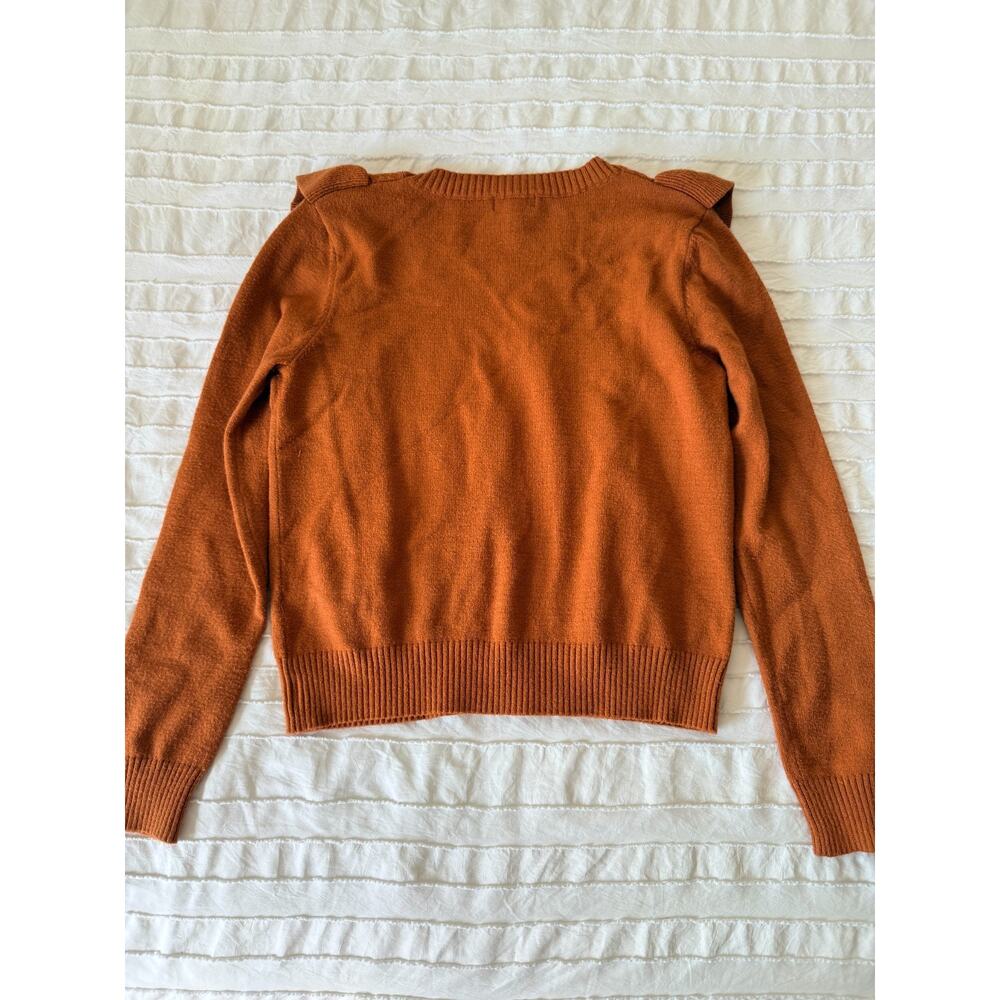 Sugar + Lips Rust Ruffle Knit Sweater M - Picture 8 of 8
